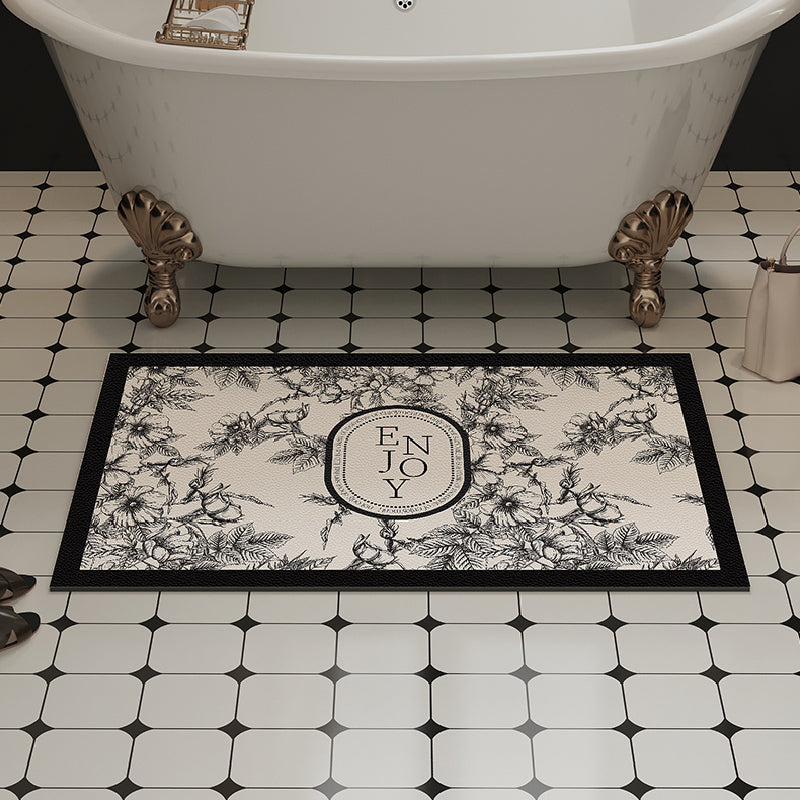 4design elegance monotone flower bath mat