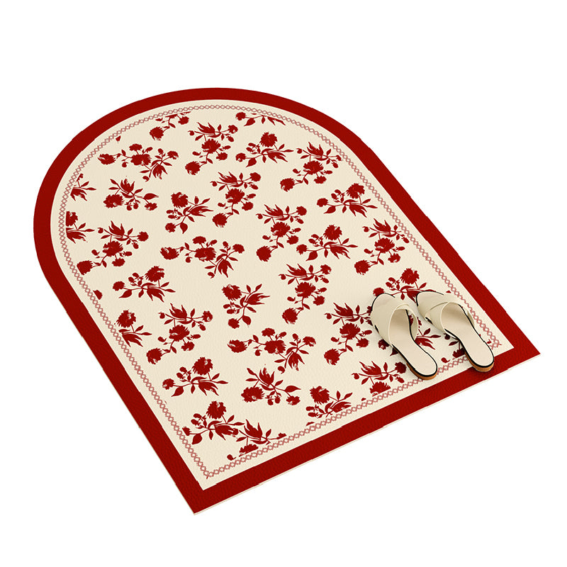 burgundy red fower door mat