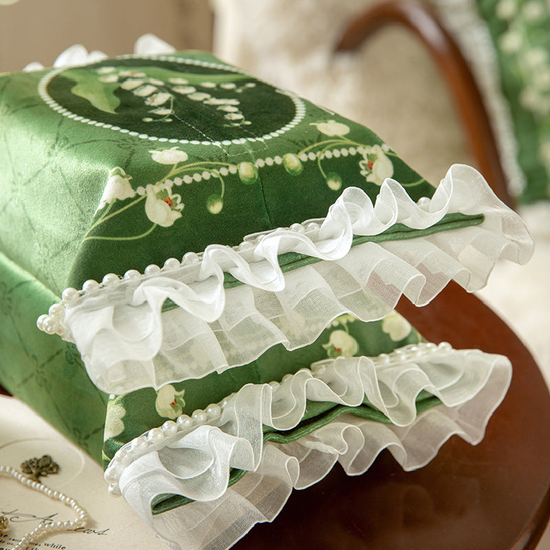 green flower frill tissue case