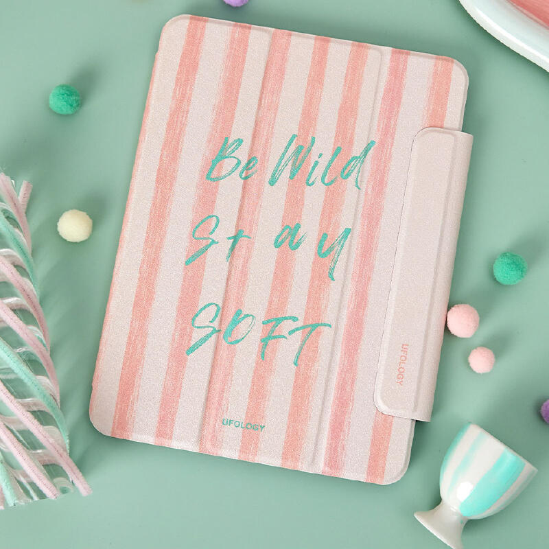pink stripe logo iPad case