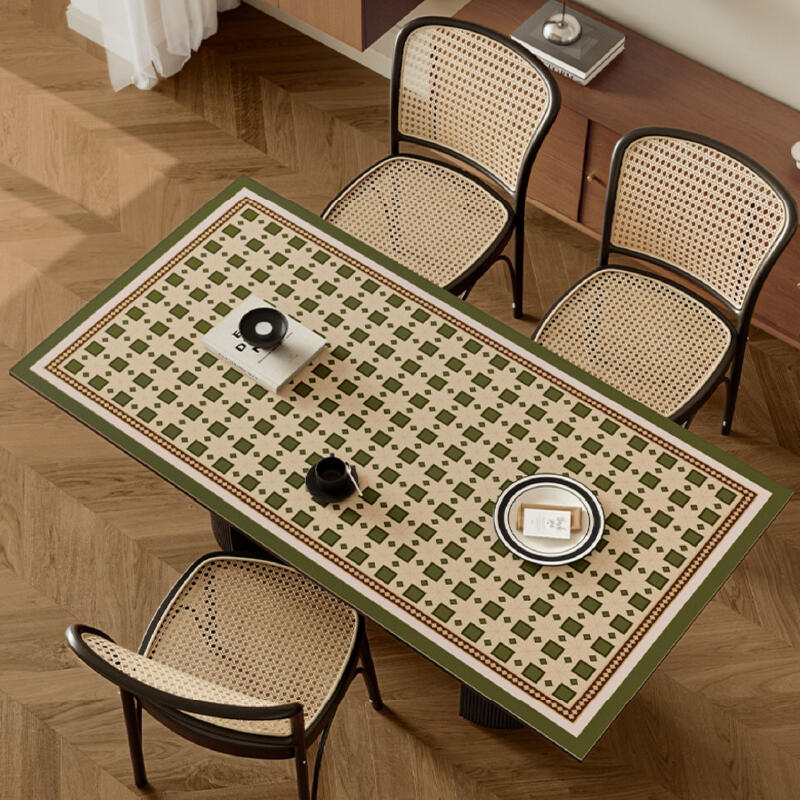 green retro tile square table mat