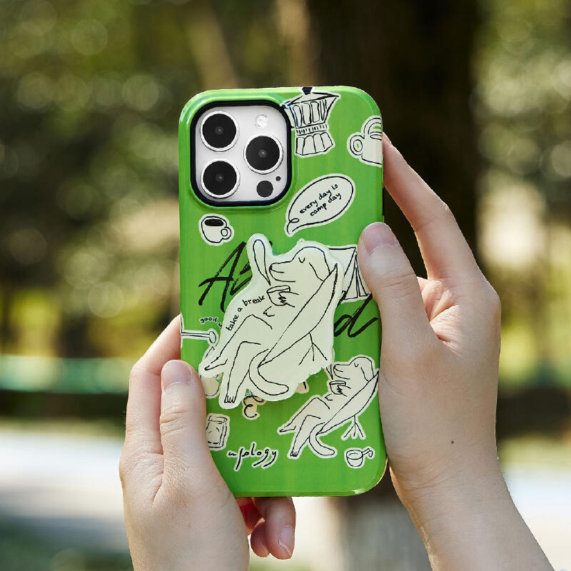 green pop illustration iPhone case