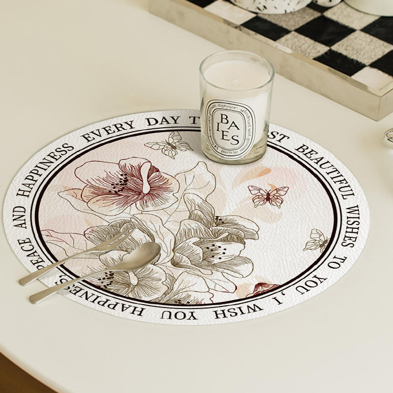 6design fancy floral round place mat