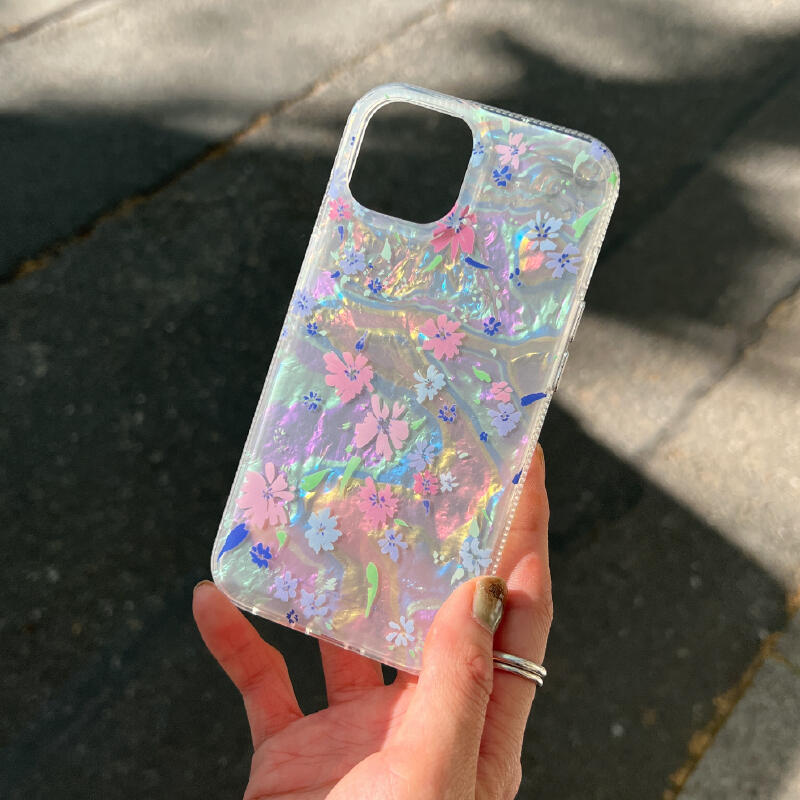 hologram floral clear iphone case