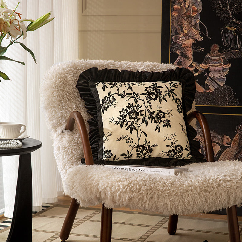 2design monotone floral frill cushion