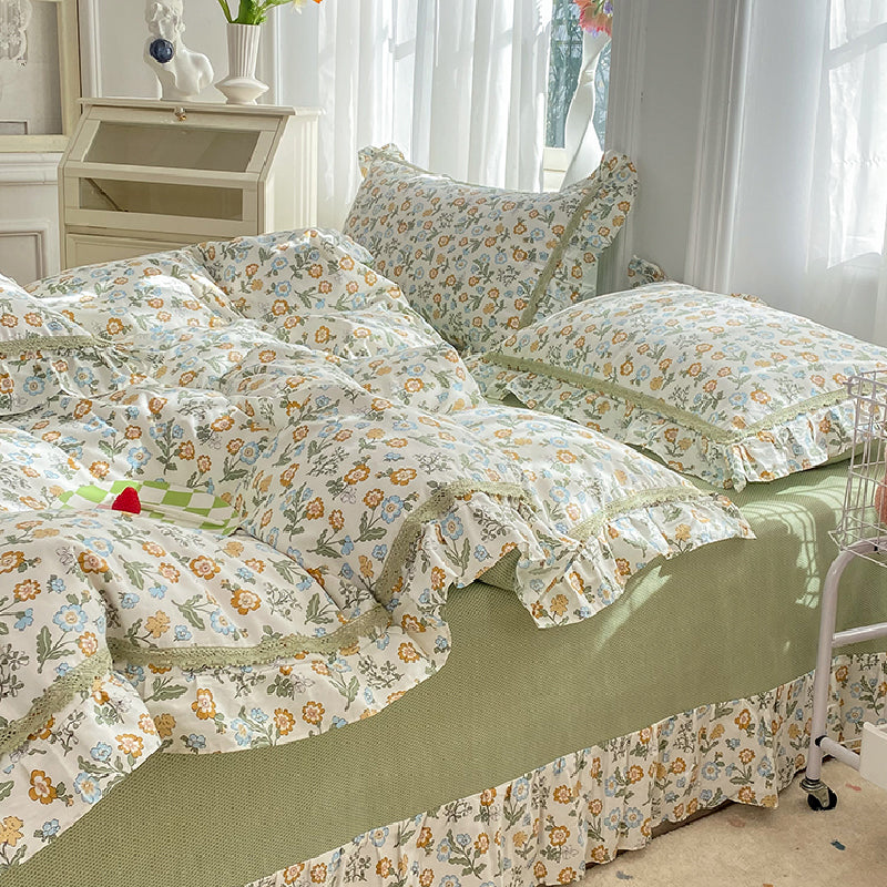 23design flower two-tone frill bedlinen set