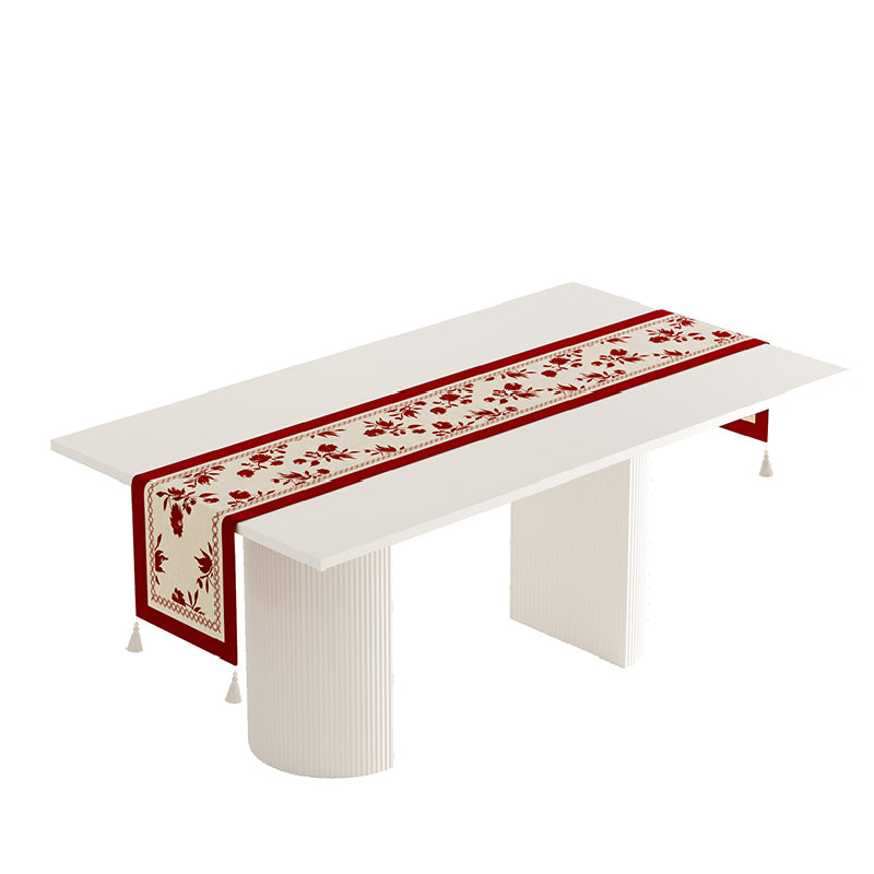 burgundy red fower table runner