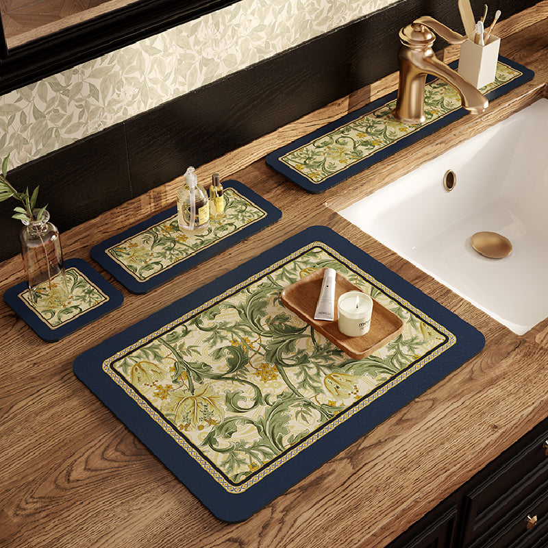 elegant black flower bathroom coaster