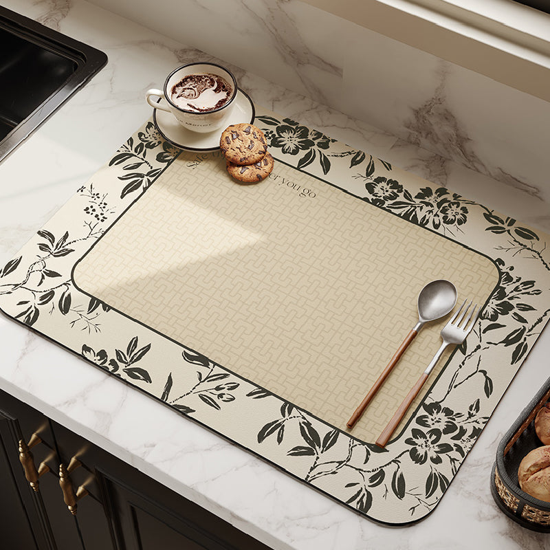 2design monotone floral sink mat