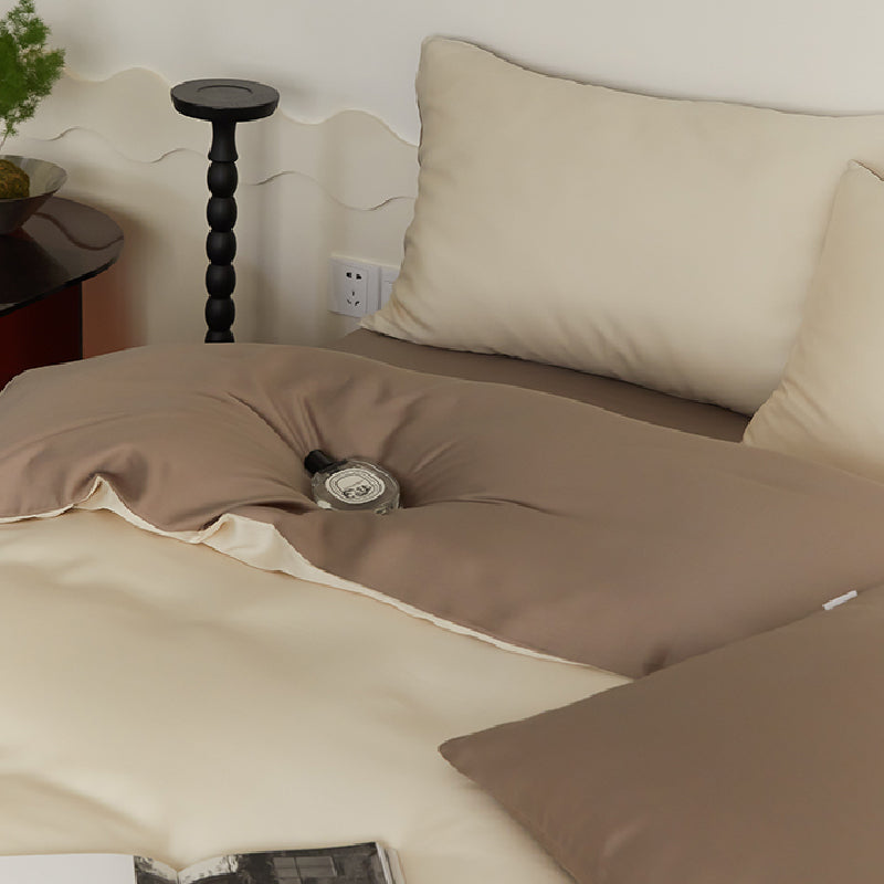two-tone simple cotton bedlinen set