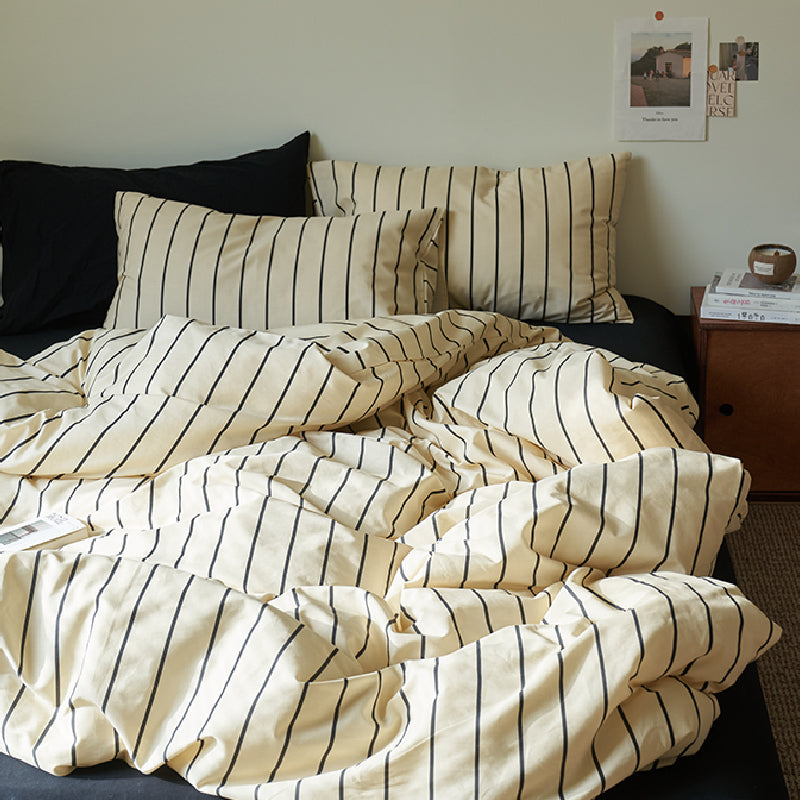 2color stripe scandinavian style bedlinen set