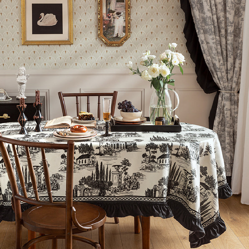 black frill elegance table cloth