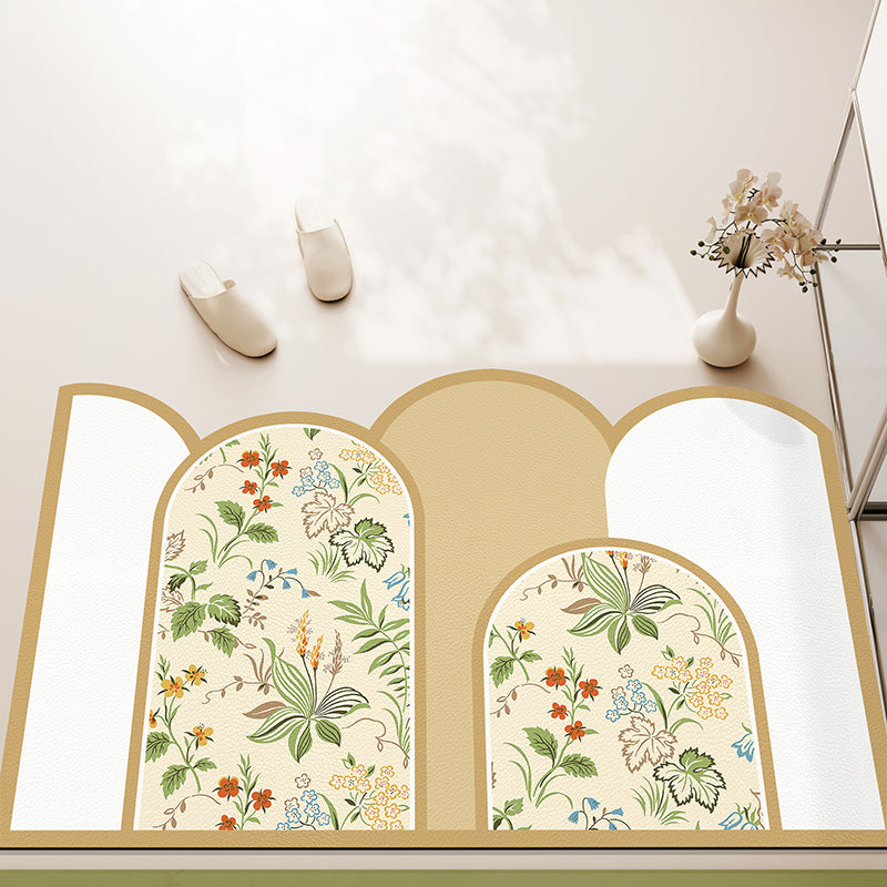 7design green floral unique shape door mat