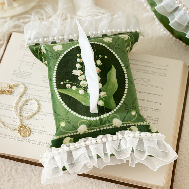green flower frill tissue case