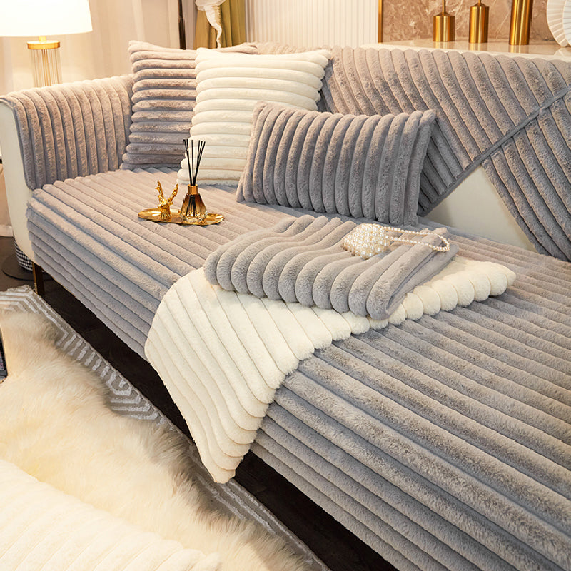 3color pastel simple stripe sofa mat