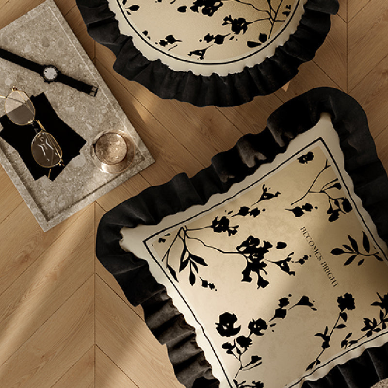 black moon light frill cushion