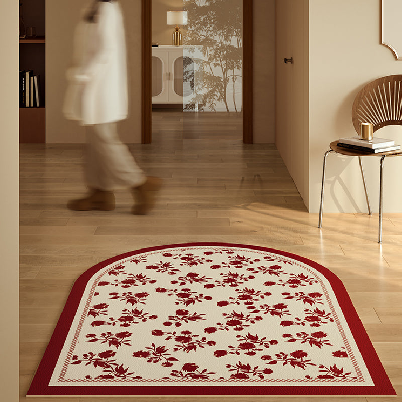 burgundy red fower door mat