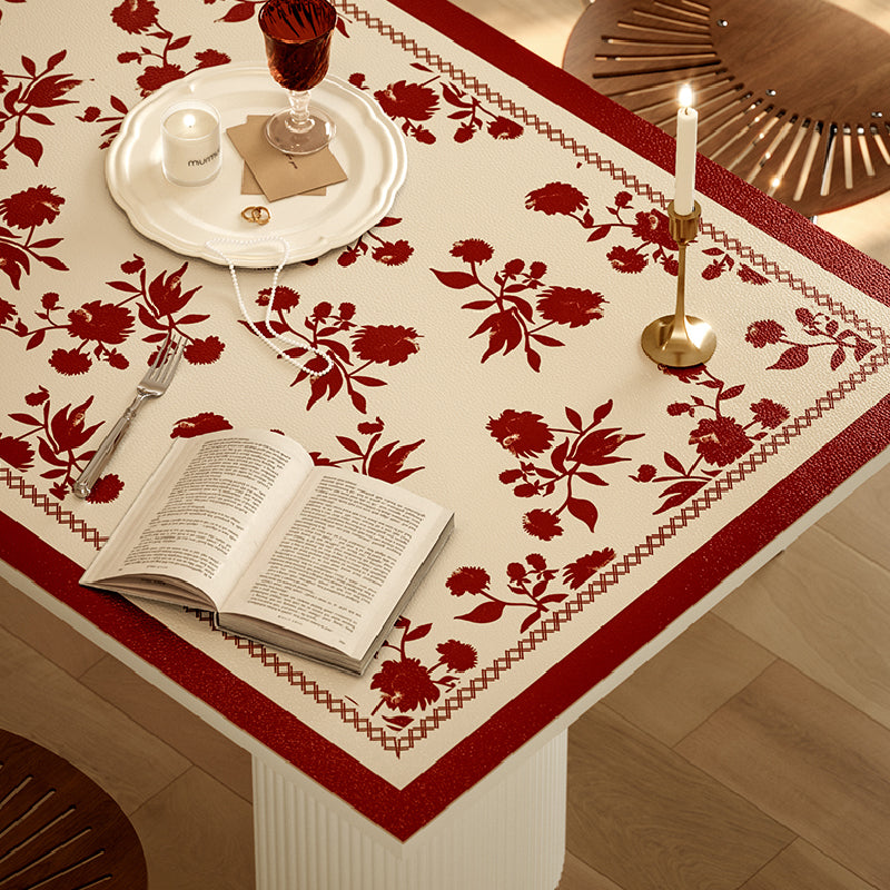 burgundy red fower table mat