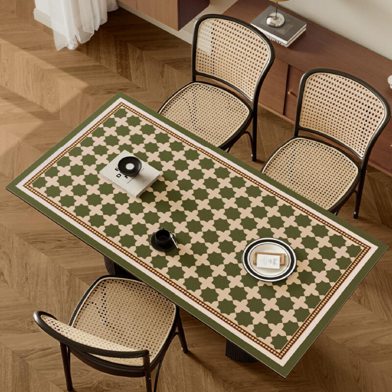green retro tile square table mat