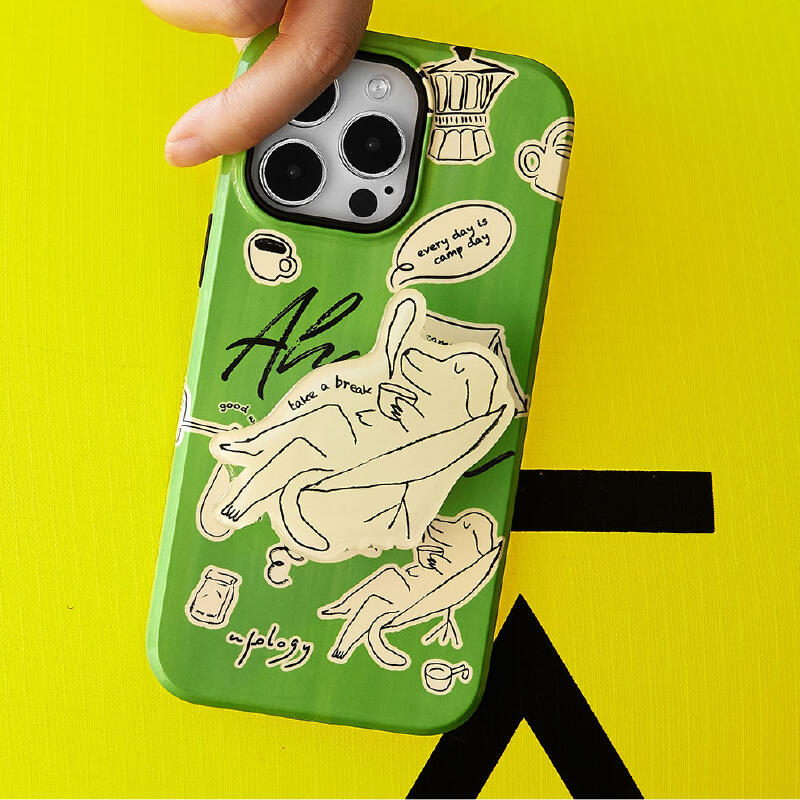 green pop illustration iPhone case