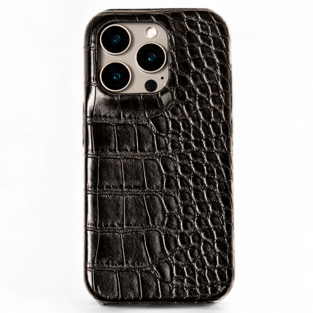 Black Elegant Croc Embossed iphone Case
