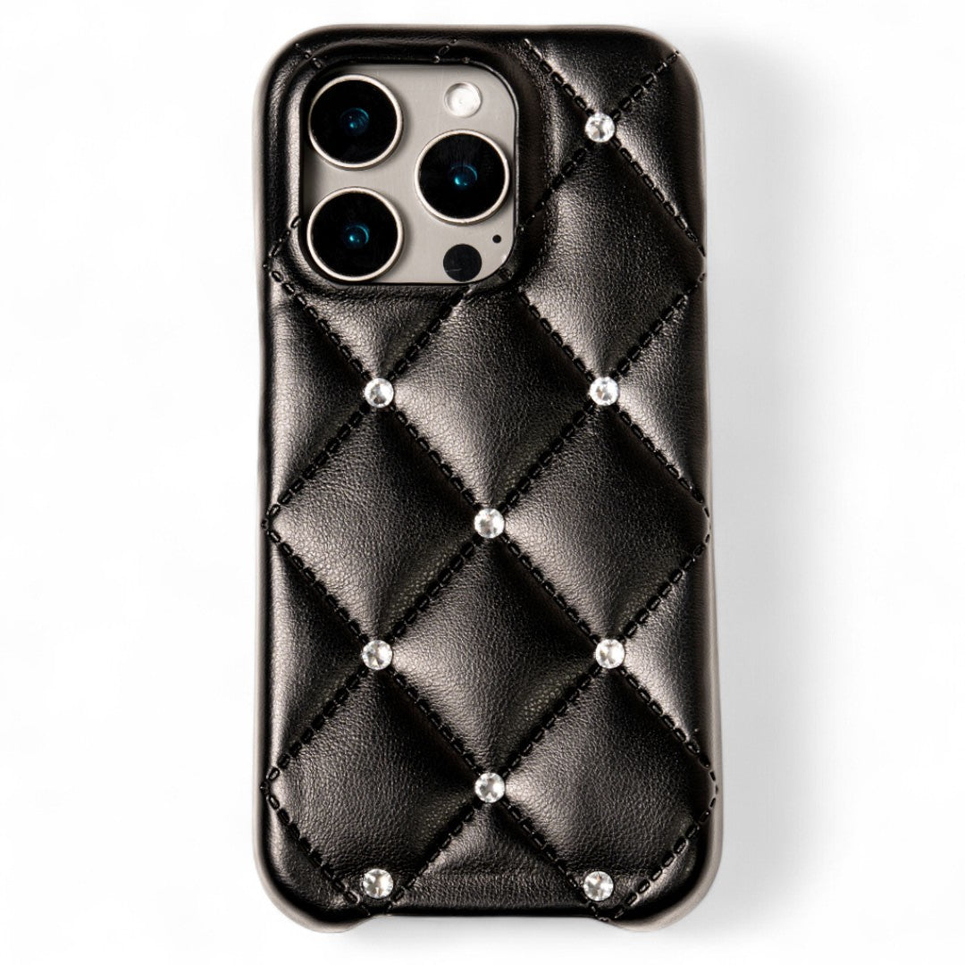 Luxe quilting Crystal stone iPhone case