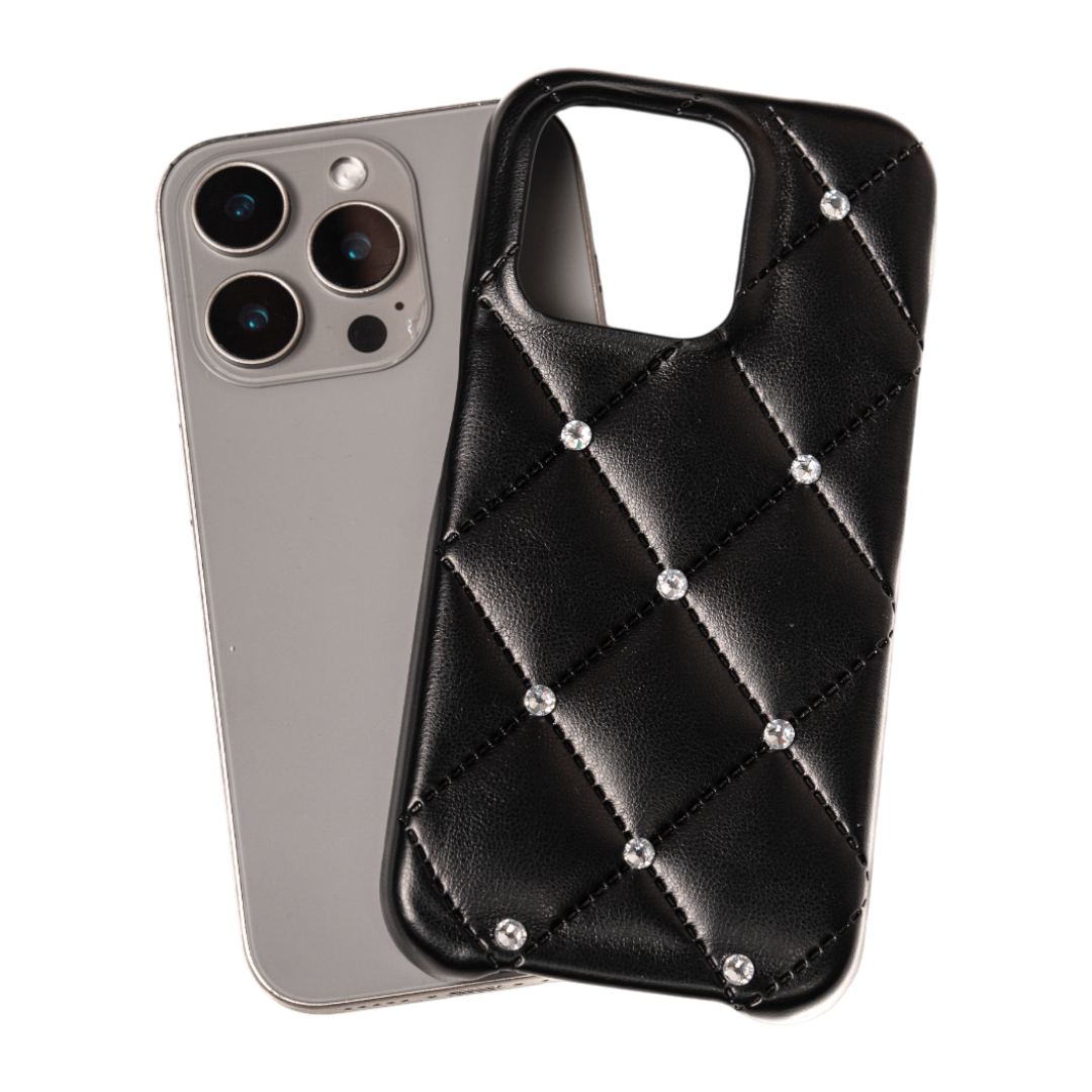 Luxe quilting Crystal stone iPhone case