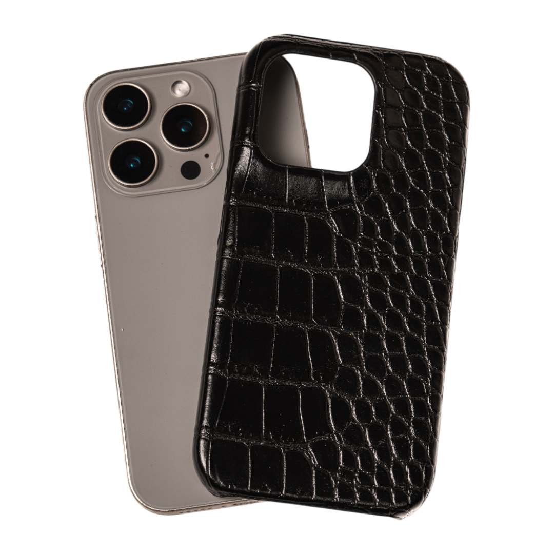 Black Elegant Croc Embossed iphone Case