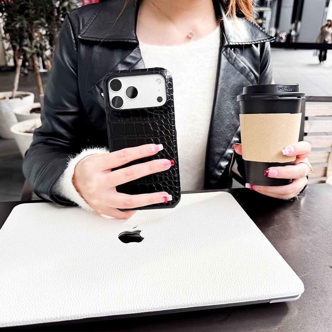 Black Elegant Croc Embossed iphone Case