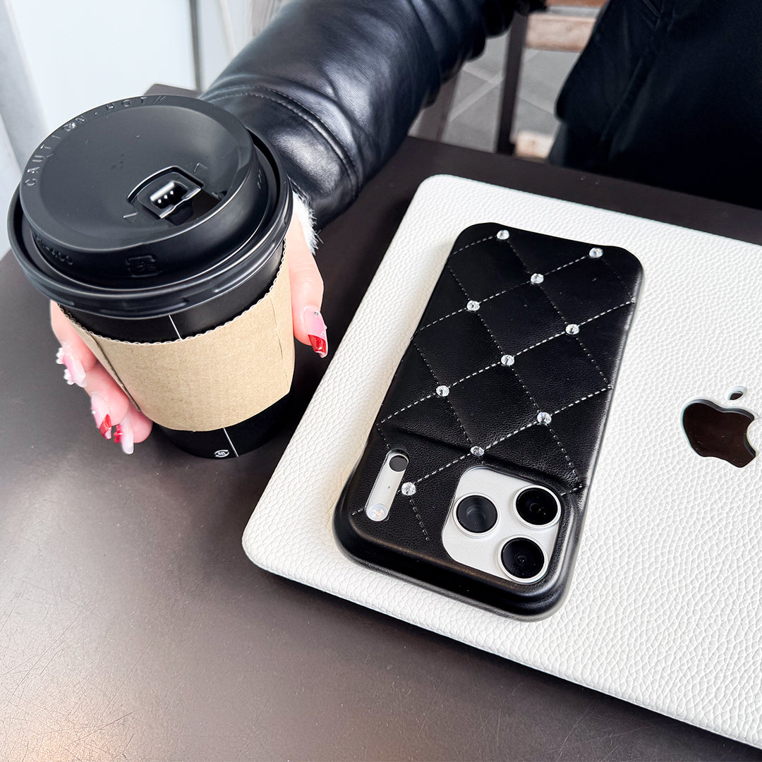 Luxe quilting Crystal stone iPhone case