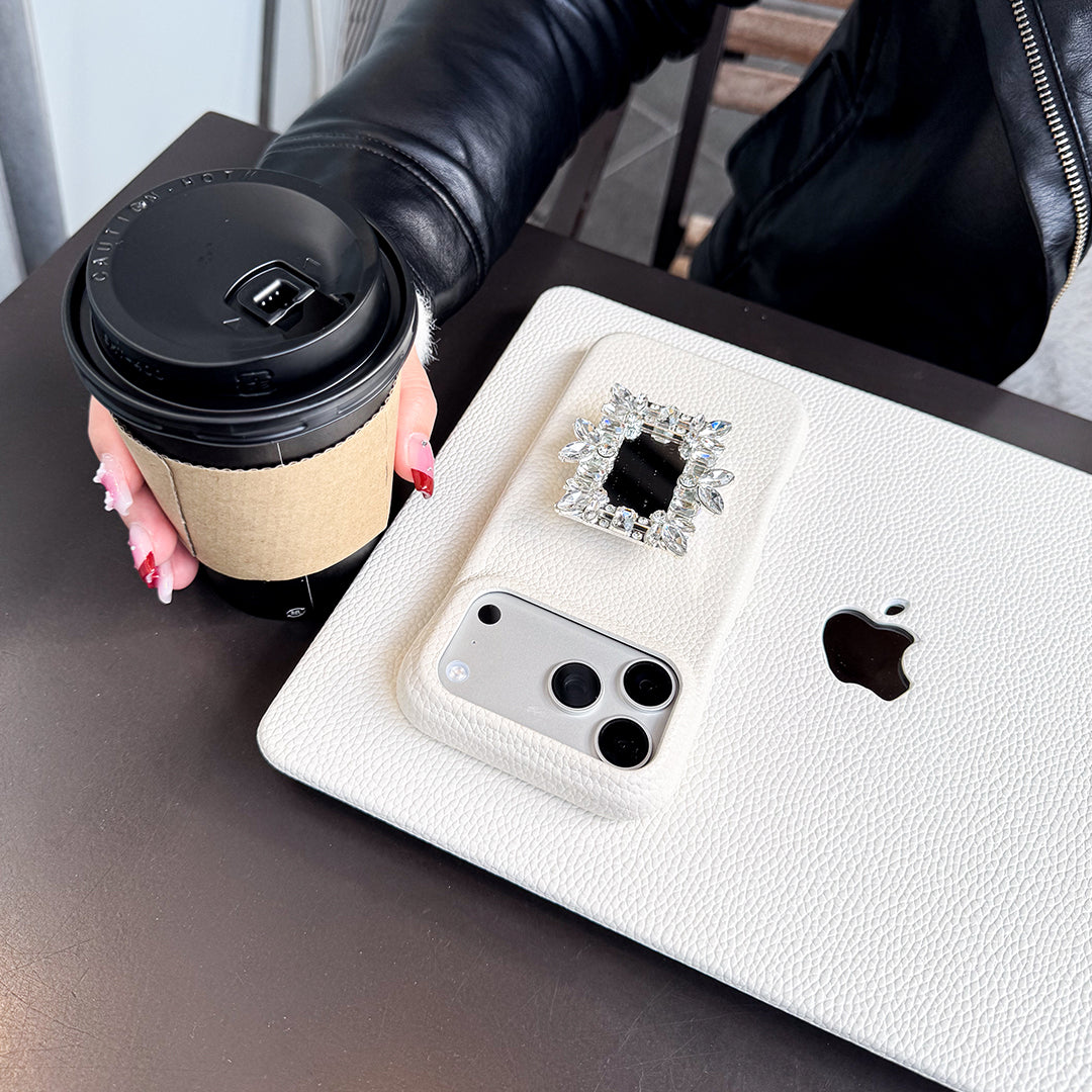 Ivory Leather Style MacBook Cover