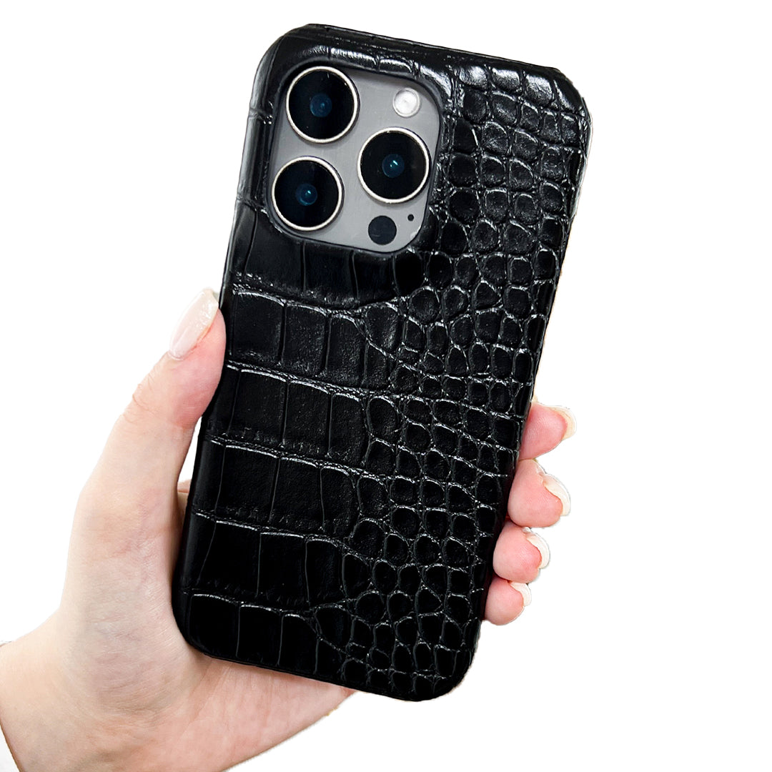 Black Elegant Croc Embossed iphone Case
