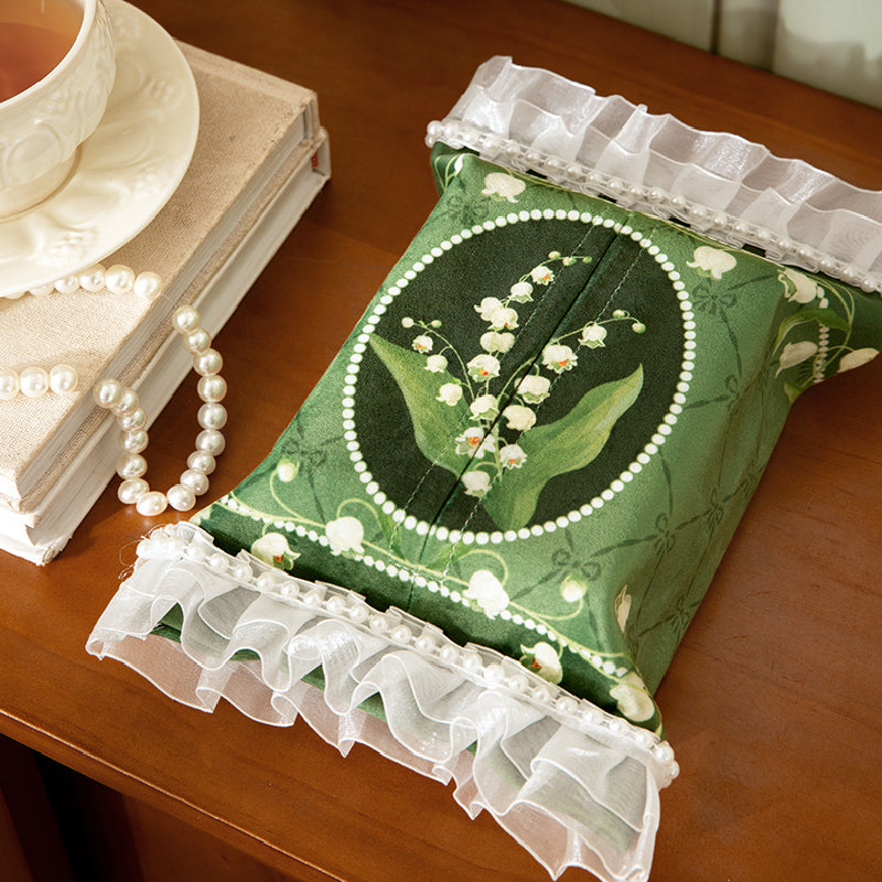 green flower frill tissue case
