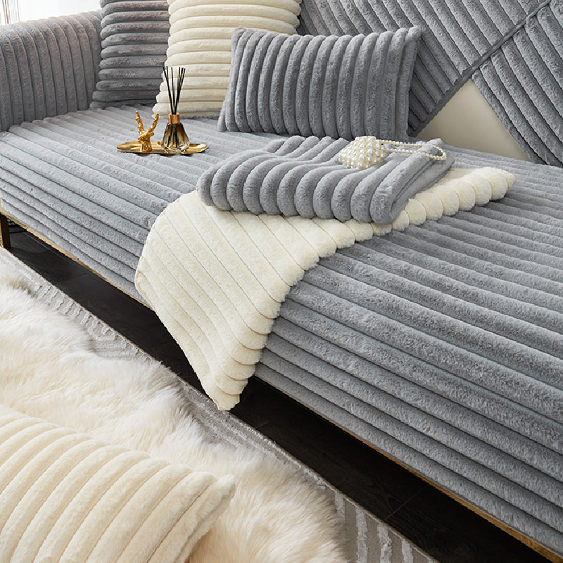 3color pastel simple stripe sofa mat