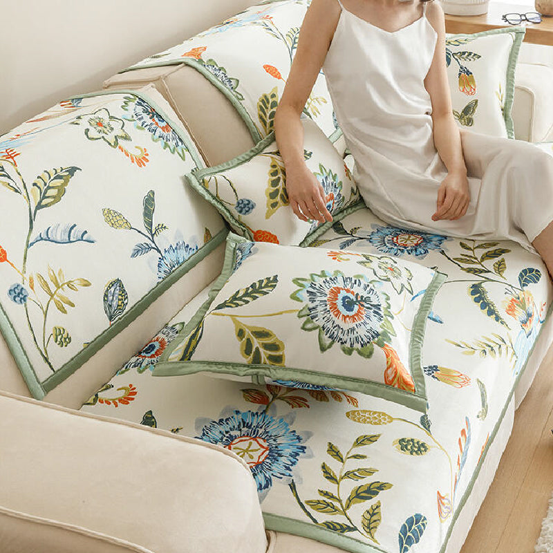 3design summer green botanical sofa cover