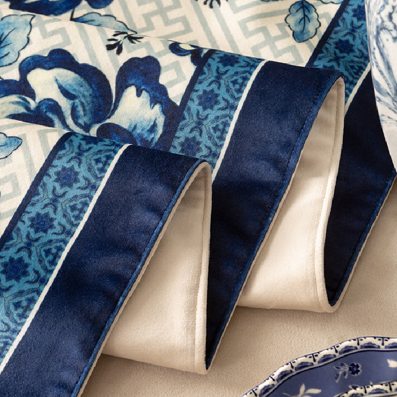 blue flower elegance table runner