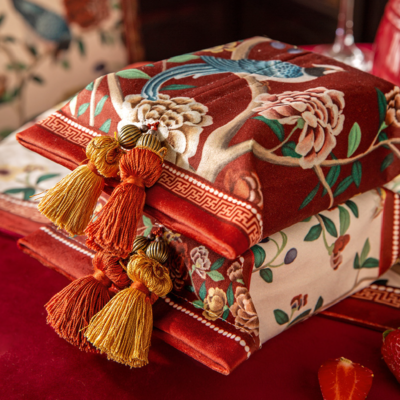 white red flower elegance tissue case