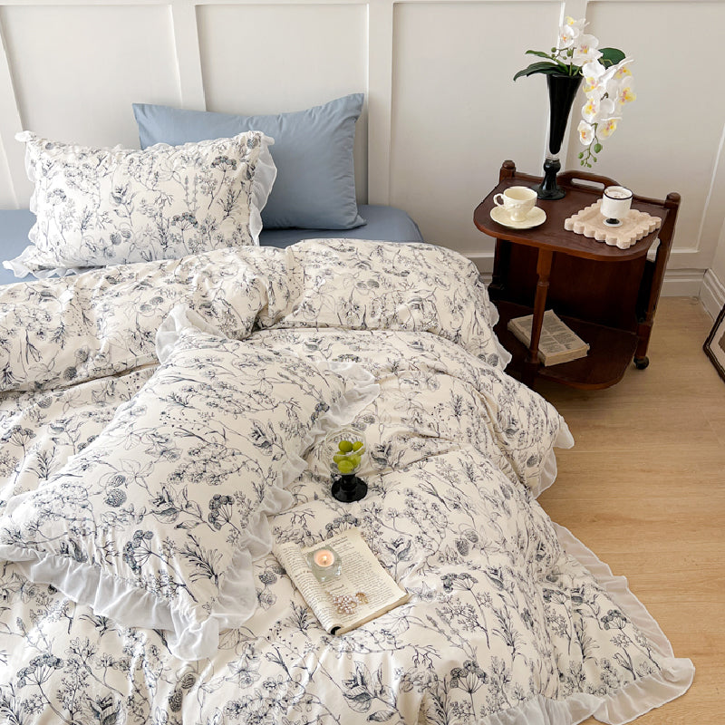 white frill girly bedlinen set
