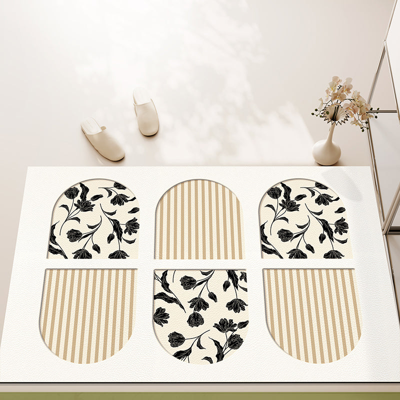 7design green floral unique shape door mat