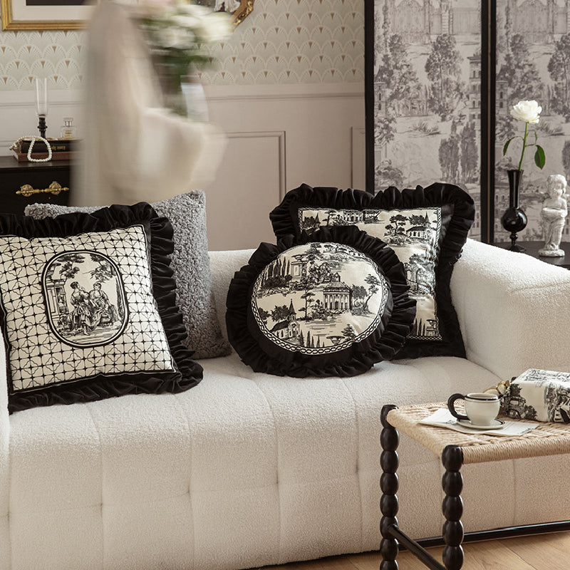 3design black frill elegance cushion