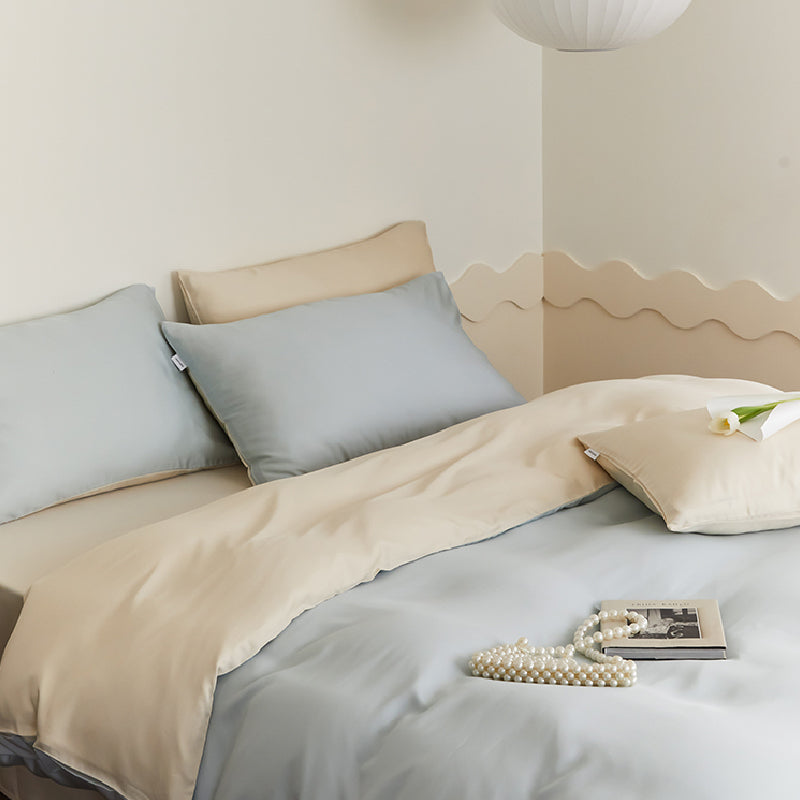 two-tone simple cotton bedlinen set