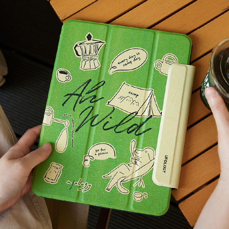 green pop illustration iPad case