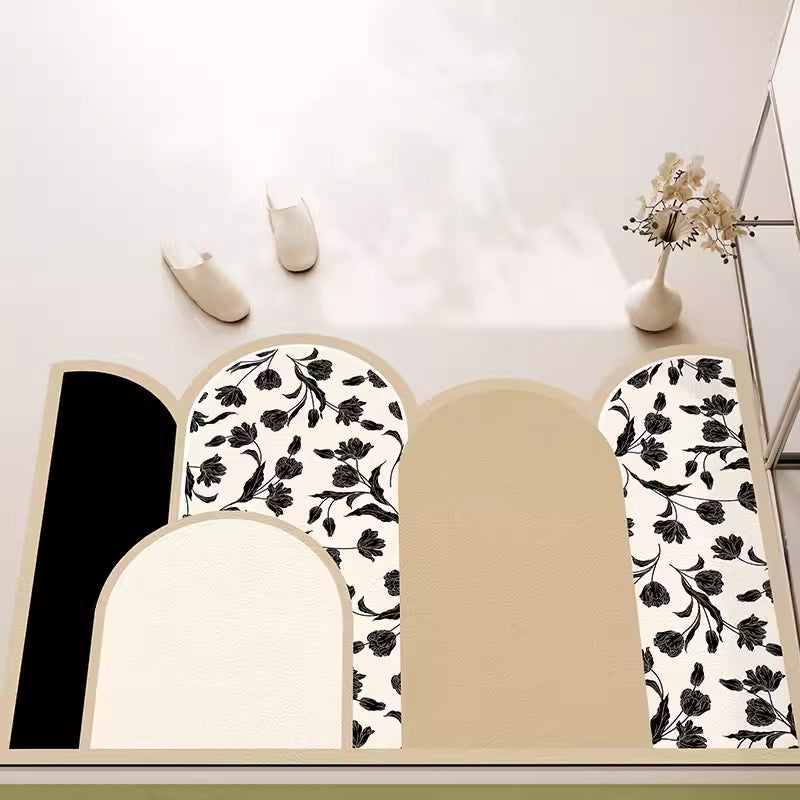 7design green floral unique shape door mat