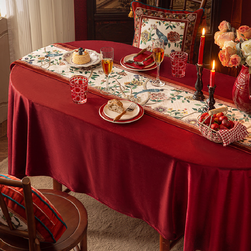 white red flower elegance table runner