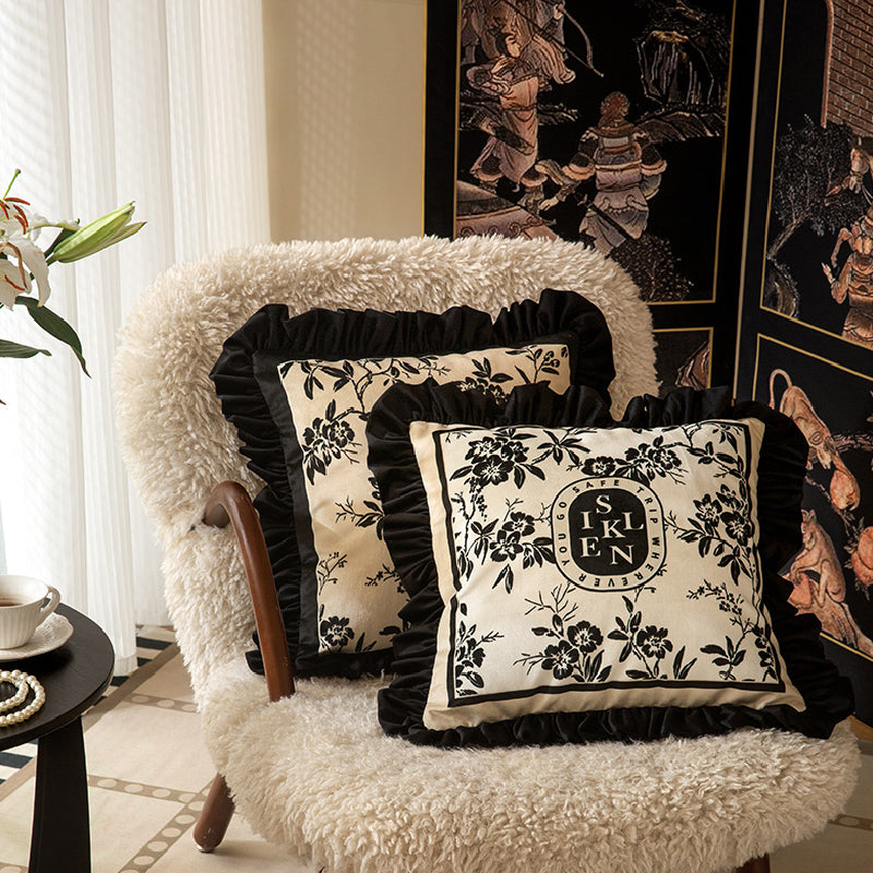 2design monotone floral frill cushion