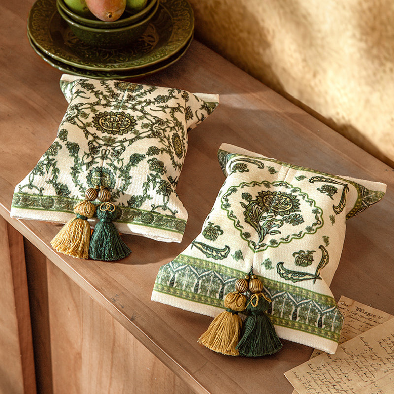 green ethnic vintage tissue case