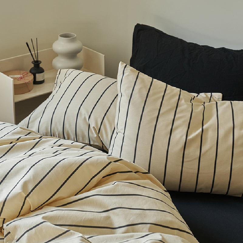 2color stripe scandinavian style bedlinen set
