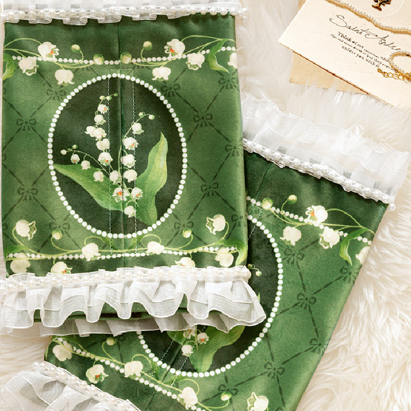 green flower frill tissue case