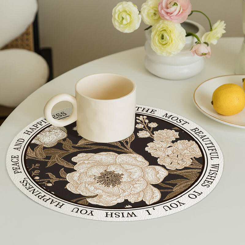 6design fancy floral round place mat