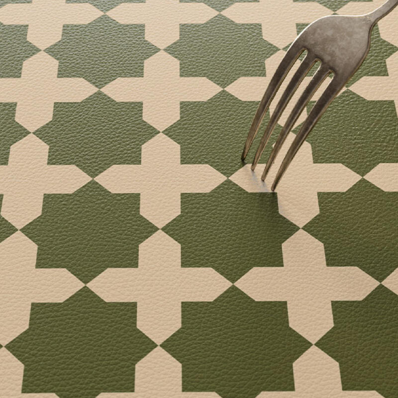 green retro tile square table mat